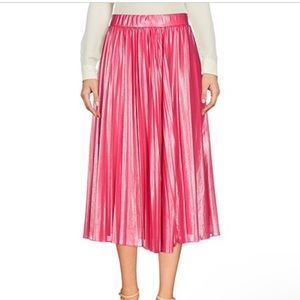Pinko Metallic pink pleated midi skirt